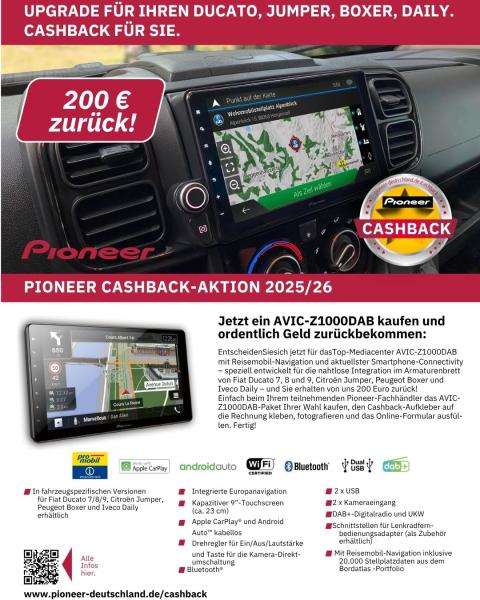 Pioneer AVIC-Z1000 DAB+ Multimediasystem inkl. Bluetooth 9 Zoll Fiat Ducato